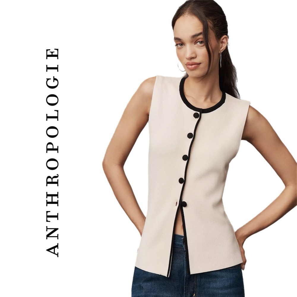 Anthropologie Maeve Crew-Neck Knit Vest